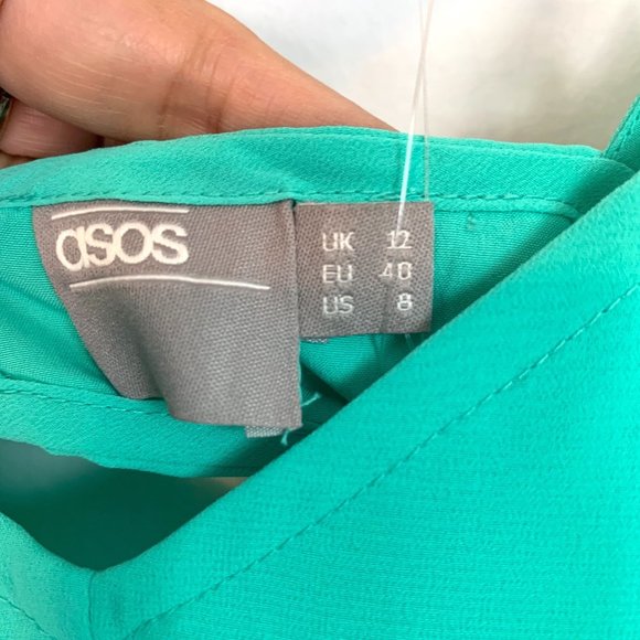 NWT ASOS Mint Green Sleeveless Cami Pleated Midi Dress Sz 8 - Picture 12 of 14